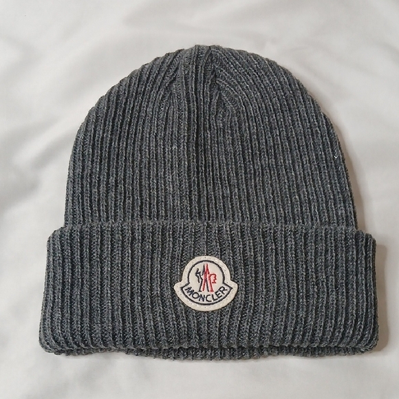 Moncler Accessories - Moncler Gray Ribbed Beanie